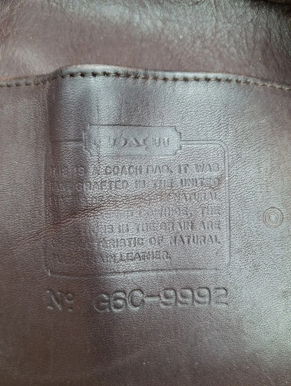 Vintage 1996 Coach Dark Brown Leather Classic Handle Backpack Rucksack #9992